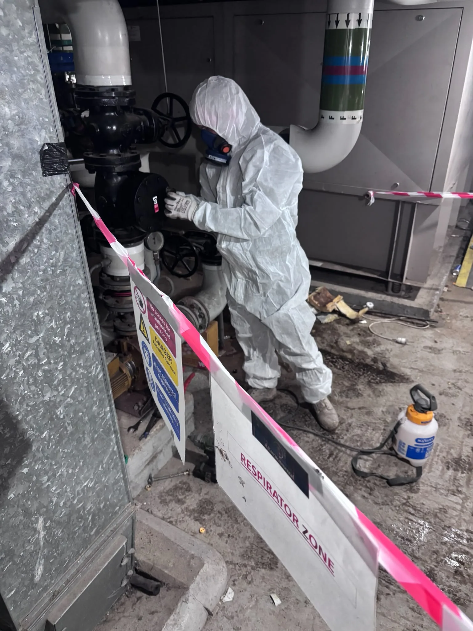Asbestos artex removal from concrete soffit in West Brompton